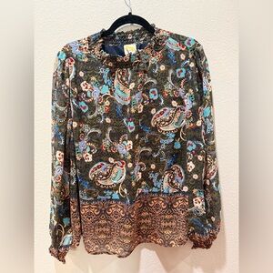 🌸 NWOT Fig & Flower Ruffle Neck Bohemian Blouse 🌸